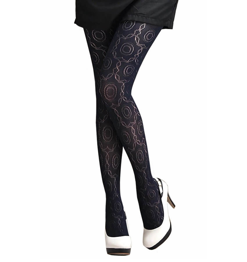 Fashion Jacquard Pantyhose-Lace Ribbon Pattern